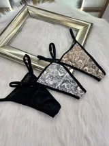 Pack de 6 tangas de encaje de colores variados con regulación.