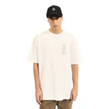 Remera blanca de manga corta con logo de Element Skate Co. estampado verticalmente en el frente.