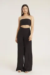 Top bandeau fucsia de lino.