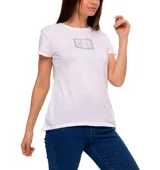 Remera negra de algodón con cuello redondo y logo de CAT estampado en el pecho.