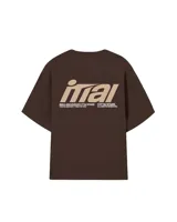 Remera negra de algodón con estampado en la espalda con el logo de la marca en color beige.