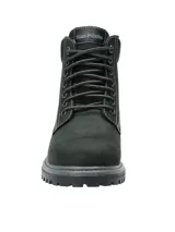 Bota de cuero negra Hush Puppies modelo Negam, con ajuste de cordones, suela de goma y membrana interior resistente al agua.