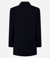 Blazer oversized de corte sastre con raya de tiza, confeccionado en poliéster y viscosa certificada, con cierre delantero sencillo.