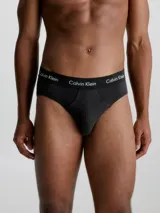 Pack de 3 slips negros Calvin Klein de algodón elástico con cintura elástica con el logo de la marca en contraste.
