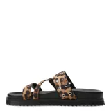 Sandalias con plataforma color negro y tiras con estampado animal print.