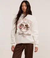Sudadera blanca de algodón y poliéster con forro polar, cuello redondo, mangas largas con puños acanalados y estampado frontal de Chip 'N' Dale.