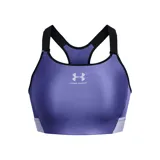 Top deportivo de compresión Under Armour HeatGear High, color celeste, con breteles regulables y espalda deportiva.