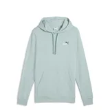 Buzo canguro Puma para hombre, color negro, con capucha ajustable con cordones y bolsillo tipo canguro frontal. Presenta el logo de Puma bordado en el pecho en color gris.