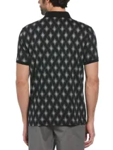 Polo slim fit Original Penguin para hombre con diseño jacquard argyle, cuello de polo y cierre 1/4.
