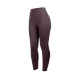 Calza deportiva color marrón oscuro, con cintura alta y bolsillos laterales.