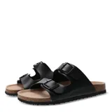 Sandalias Miss Carol Birko, color blanco, con dos tiras ajustables con hebillas metálicas y plantilla anatómica de corcho.