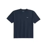 Camiseta azul marino de corte recto con logo bordado en el pecho.