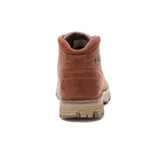 Bota acordonada color marrón de cuero, con suela beige y logo de la marca en el lateral.