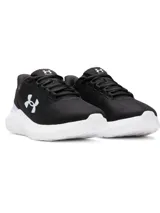 Championes Under Armour W Phade RN 3 para mujer, color negro con logo blanco y detalles celeste pastel. Ideales para running.