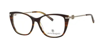 Armazón para lentes Laura Biagiotti 13 col HA, de acetato color carey con detalles metálicos plateados en las patillas.