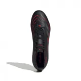 Championes de fútbol Adidas Predator League para hombre, color negro con detalles en gris y rojo.