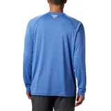 Remera de manga larga Columbia Terminal Tackle Heat, color gris jaspeado, con logo de la marca en el pecho y en la manga. Confeccionada en tejido transpirable de secado rápido y protección solar UPF 50.
