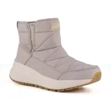 Bota casual Skechers Bob's color beige, impermeable, con tela tejida acolchada forrada y parte superior sintética. Tiene una suela exterior flexible que proporciona agarre, entresuela de apoyo y absorción de impactos, plantilla acolchada Memory Foam y detalle del logotipo de BOBS.