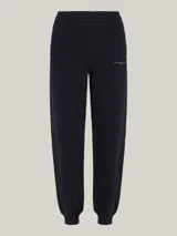 Pantalón de jogging azul marino, de corte cónico, con cintura elástica y logo bordado en la cadera.