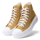 Championes Converse All Star Chuck Taylor Move color mostaza, de caña alta y plataforma blanca.