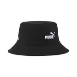 Gorro tipo bucket negro con logo de Puma bordado en blanco en el frente y logo pequeño en el ala.