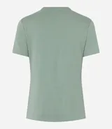 Blusa verde de viscosa con escote en V y mangas cortas.