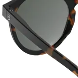 Lentes de sol Izipizi modelo M, con montura redonda color carey y lentes grises.