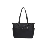 Bolso tote negro de Guess, modelo Madix, con doble asa de mano, correa bandolera desmontable con logo estampado, cierre superior con cremallera, bolsillo frontal con cremallera y bolsillos laterales abiertos.