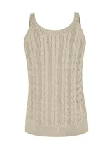 Musculosa color beige con diseño de trenzas, cuello redondo y breteles anchos.