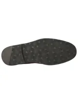 Botines acordonados de gamuza color marrón oscuro, con suela de goma y plantilla de cuero.
