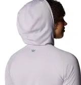 Remera deportiva con capucha Columbia Tidal Tee II Hoodie color lila, de manga larga con orificios para los pulgares y logo de la marca estampado en el pecho y en la manga.