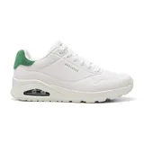 Championes Skechers Street Uno Suited On Air, de estilo deportivo con cordones, capellada de durabuck en bajorrelieve, ribete de ante en el talón, plantilla Skechers Air-Cooled Memory Foam y media suela Skech-Air con cámara de aire visible.
