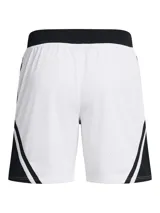Short deportivo blanco de malla con calza interior negra estampada.