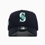 Gorro New Era 9Forty con parche del logo de los Seattle Mariners, color negro.