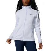 Campera polar Columbia Sweater Weather, color gris jaspeado, con cierre frontal completo, cuello alto y bolsillos laterales con cierre.