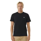 Remera negra de manga corta con logo bordado en el pecho.