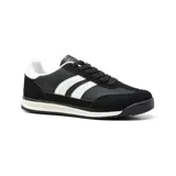 Championes negros con detalles en blanco, de estilo retro running.