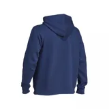 Buzo canguro azul marino con capucha ajustable con cordón, bolsillo tipo canguro y logo Adidas bordado en blanco en el pecho.