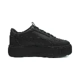 Championes Puma Karmen Rebelle de cuero sintético color negro con detalles dorados, plataforma y cordones.