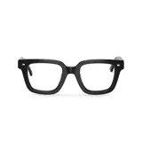 Armazones de gafas en acetato negro, estilo cuadrado y diseño unisex.