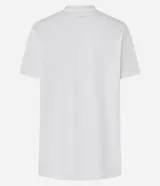 Remera blanca de algodón con cuello redondo y mangas cortas. Estampa frontal con diseño de casco de carreras, bandera a cuadros y texto "Racing Fast and Fun".