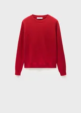 Sweater lila de cashmere con cuello redondo y mangas largas.