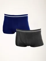Pack de dos boxers de microfibra sin costura, color negro, con una raya en el puño.