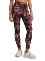 Calza deportiva larga hasta el tobillo, tiro alto, con estampado abstracto en tonos borgoña, negro y blanco.