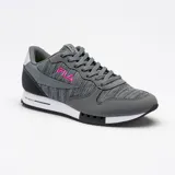 Championes Fila Euro Jogger para mujer, color gris con detalles en rosa y blanco.