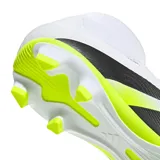 Championes de fútbol Adidas Predator Club Sock, color blanco con detalles en negro y amarillo limón.