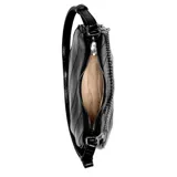 Cartera Guess modelo Amy's Convertible Crossbody, color negro charol, con correa convertible de cadena y ecocuero.