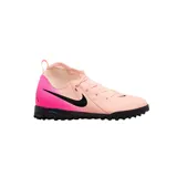 Championes de fútbol Nike Jr. Phantom Luna 2 Academy, color rosa con detalles en negro y fucsia.