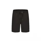 Bermuda de baño negra con cintura elástica ajustable con cordón.