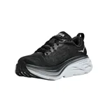 Championes Hoka Bondi 8 para hombre, color negro con suela blanca. Diseñados para running, entrenamiento y uso diario.